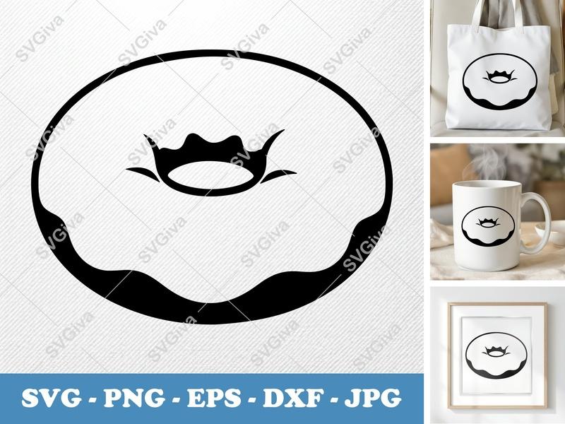 Donut SVG | Modern Clean Design, Food Outline, PNG EPS DXF | Cricut Silhouette Cut File, Bakery Clipart