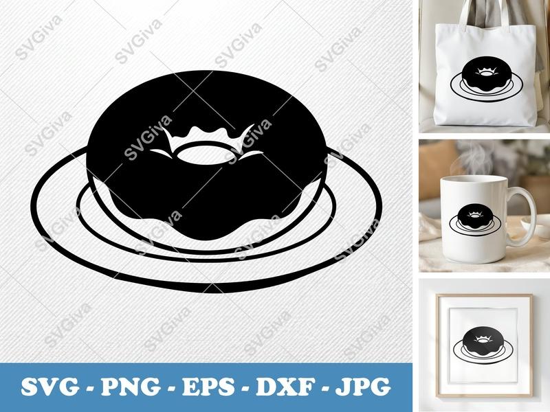 Donut SVG | Modern Sweet Treat Cut File | PNG EPS DXF for Cricut Silhouette | Dessert Clipart Vector