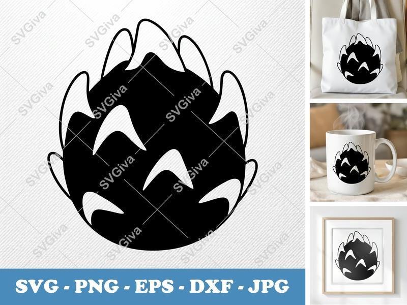 Dragon Fruit SVG | Clean Minimalist Design | PNG EPS DXF | Cricut Silhouette Cut File Tropical Fruit Clipart