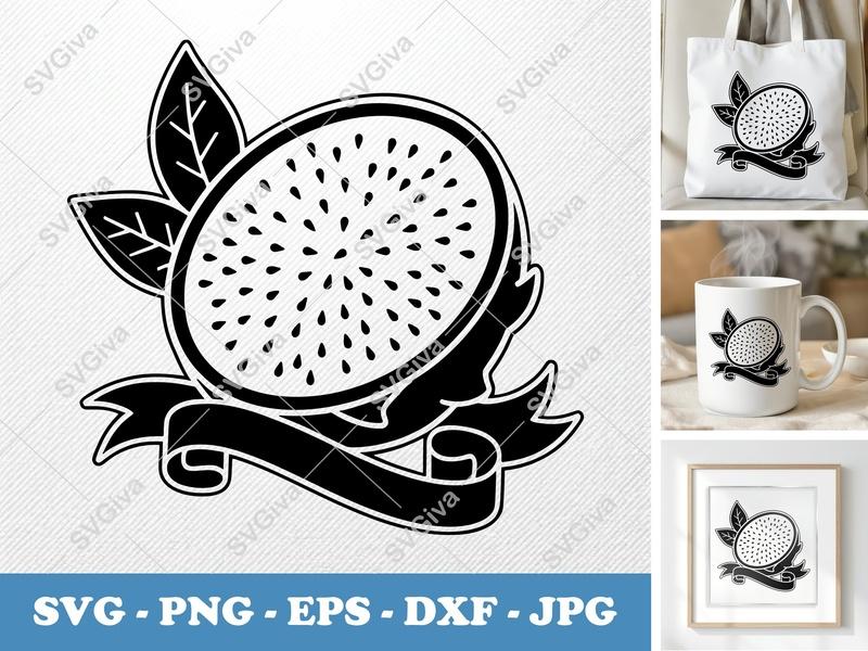Dragon Fruit SVG, Puffy Shaped Tropical Fruit with Garnish, PNG DXF EPS | Cricut Silhouette File
