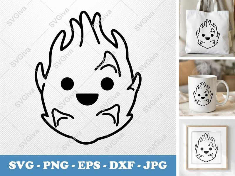 Dragon Fruit with Smiling Face SVG | Friendly Bean-Shaped Cut File | PNG DXF EPS for Cricut Silhouette