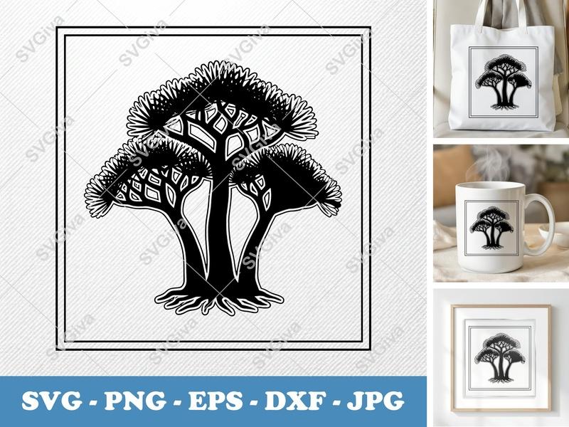 Dragon Tree SVG | Modern Clean Design | Plant Cut File for Cricut, Silhouette | PNG, EPS, DXF Included | Tropical Botany Art