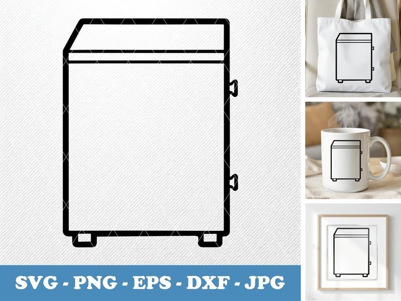 Drawer Unit in side view profile SVG | Cabinet Storage Vector PNG EPS DXF for Cricut, Silhouette | Office Furniture Icon