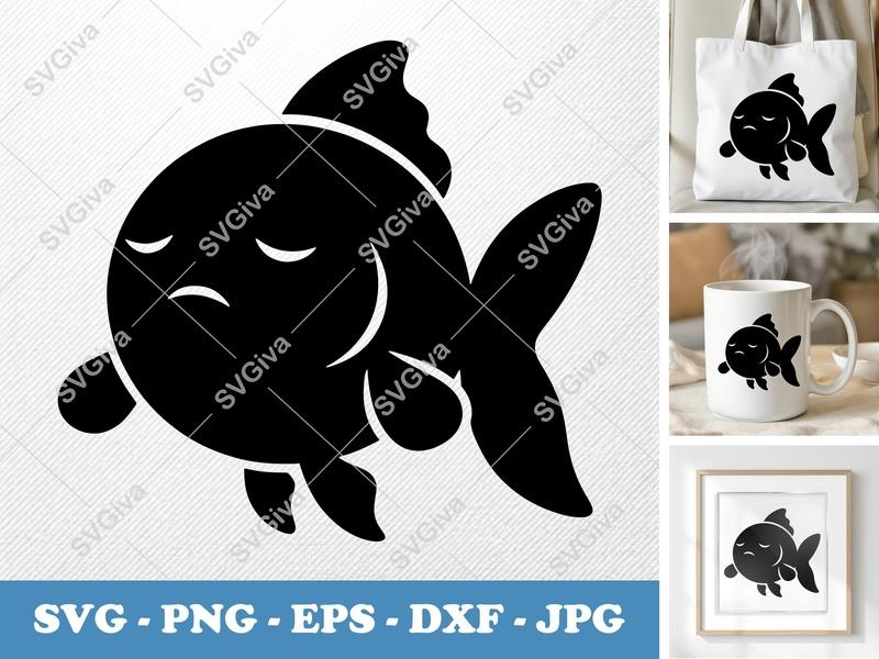 Dreamy Goldfish SVG, PNG, DXF, EPS | Adorable Sleeping Fish Cut File for Cricut & Silhouette
