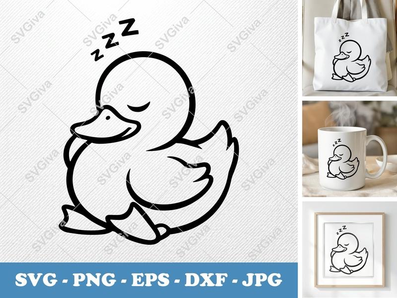 Duck Sleeping SVG | Friendly Bean-Shaped Design | PNG DXF EPS | Cricut Silhouette File