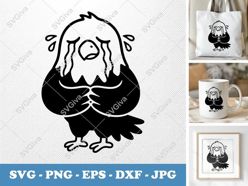 Eagle Crying SVG | Sad Bald Eagle Clipart | Modern Animal SVG, PNG, EPS, DXF for Cricut, Silhouette, Digital Download