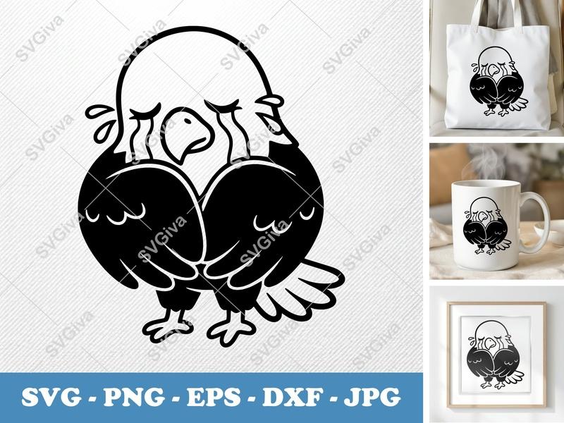 Eagle Crying SVG | Sad Bird Clipart PNG EPS DXF | Emotional Animal Vector for Cricut Silhouette Projects