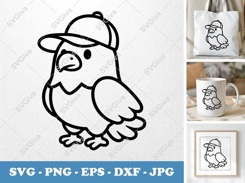 Eagle in a Cap SVG PNG DXF EPS | Bird Cut File | Cricut Silhouette Design