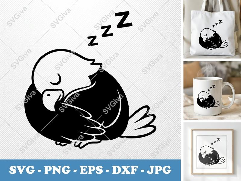 Eagle Sleeping SVG, Friendly Bean-Shaped Cut File | PNG DXF EPS | Cricut Silhouette Design