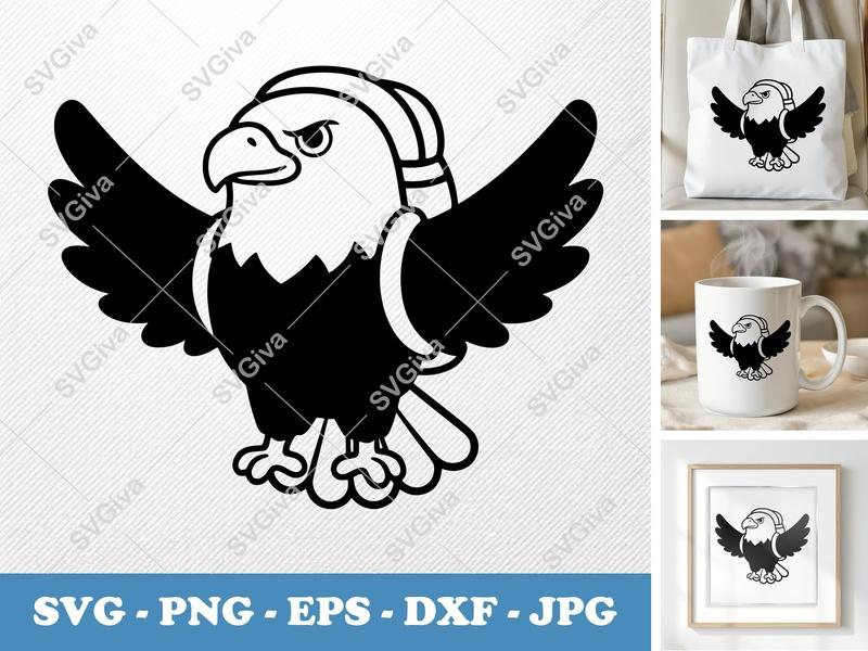 Eagle Wearing Backpack SVG | Puffy | Inflatable Shapes | PNG DXF EPS | Cricut Silhouette File