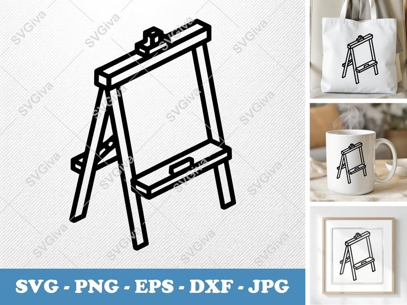 Easel isometric angle SVG | Double Outline, Low Detail, Simple Icon | PNG EPS DXF for Cricut Silhouette