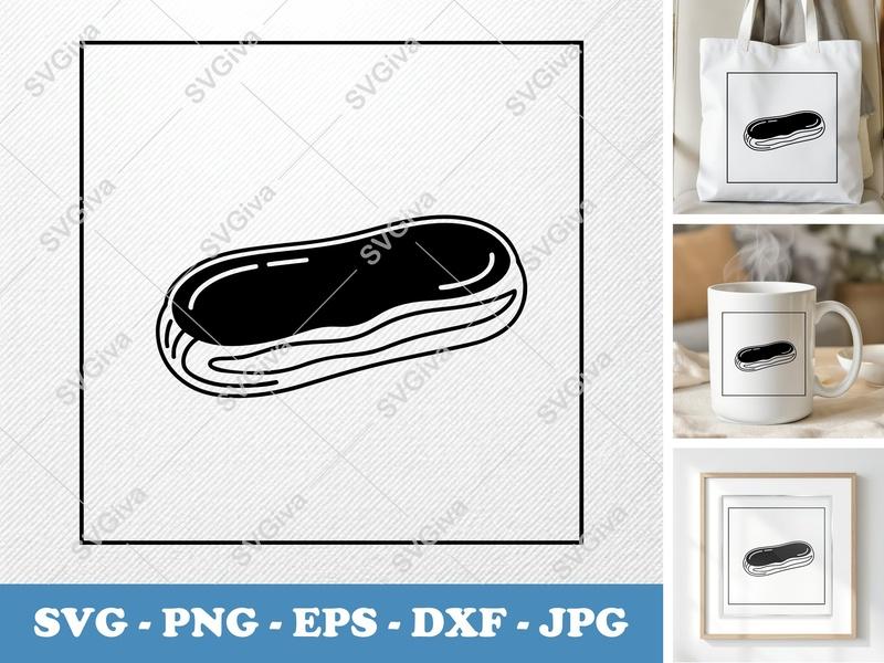 Eclair SVG | Double-Outline Minimalist Design | Thick Contour, Thin Lines | PNG DXF EPS | Cricut Silhouette File