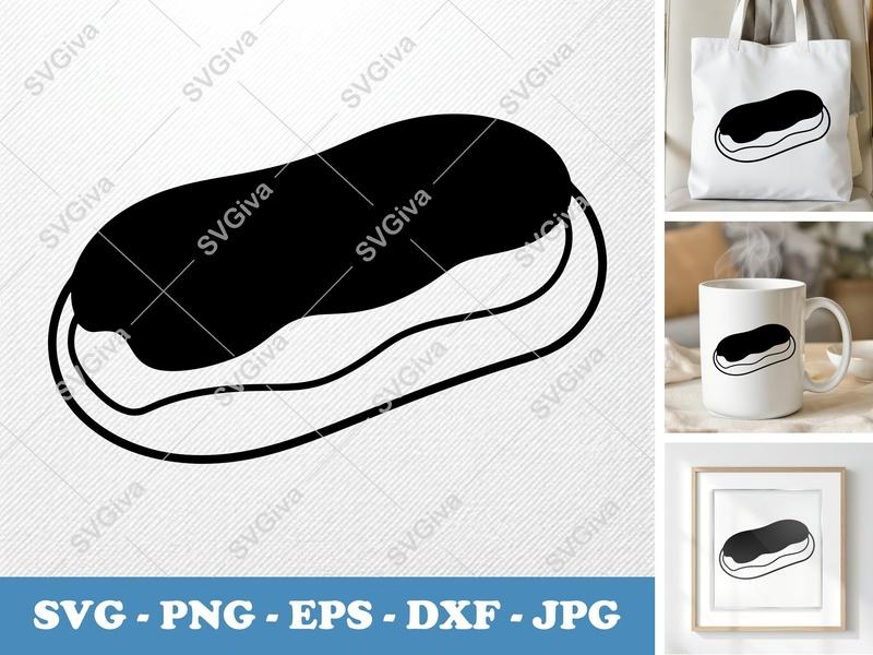 Eclair SVG | Modern Clean Design | Dessert Outline | PNG EPS DXF | Cricut Silhouette File | Bakery Food Graphic