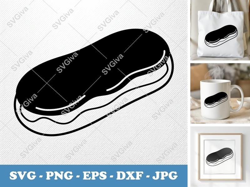 Eclair SVG, Modern Dessert Cut File | Food PNG EPS DXF | Cricut Silhouette Baking Sweet Treat
