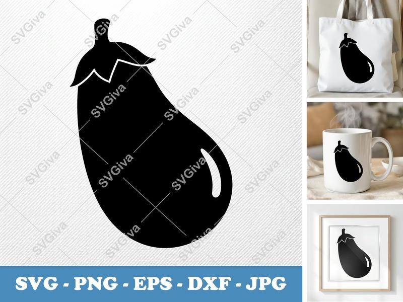 Eggplant SVG Puffy Shapes | Inflated Pillow-Soft Design | PNG DXF EPS | Cricut Silhouette File