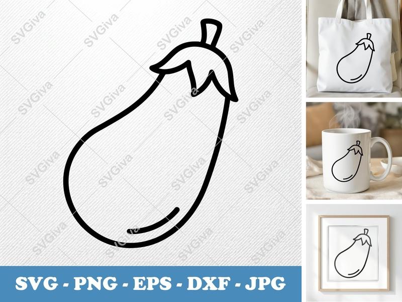 Eggplant SVG | Vegetable Cut File PNG DXF EPS Cricut Silhouette