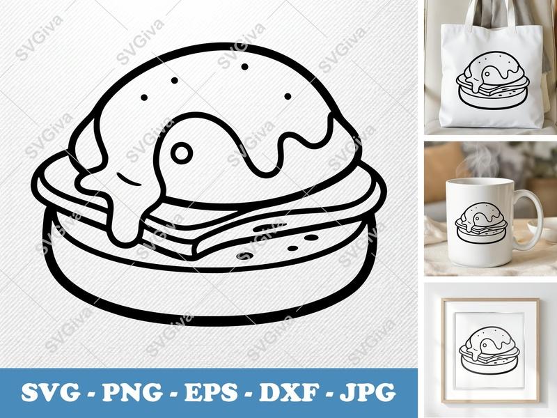 Eggs Benedict SVG | Food Breakfast Cut File PNG DXF EPS Cricut Silhouette Kitchen