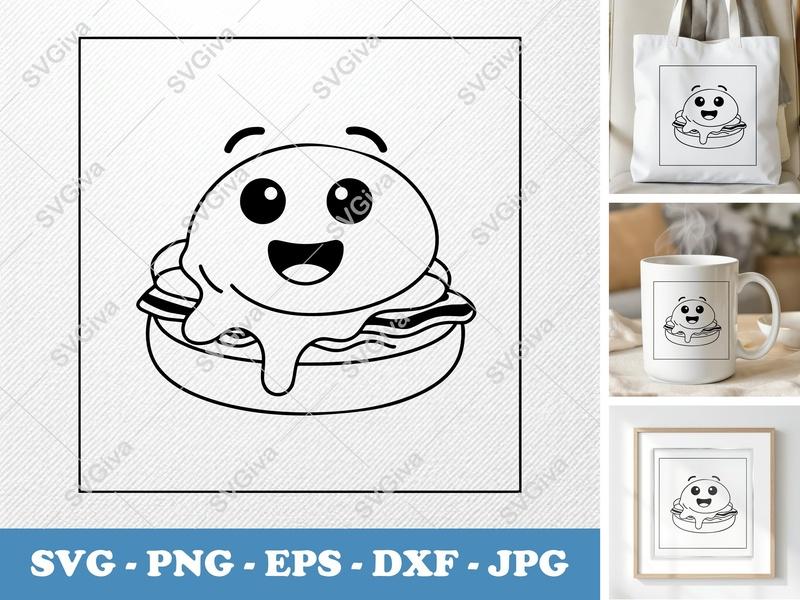 Eggs Benedict SVG, Kawaii Breakfast Cut File, Cute Food Clipart | PNG EPS DXF for Cricut Silhouette