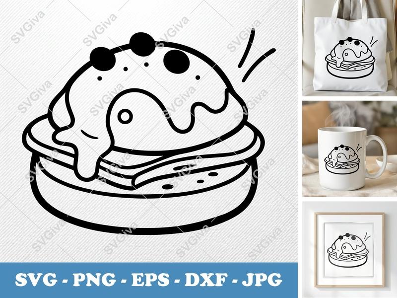 Eggs Benedict SVG | Modern Breakfast Food Clipart, Brunch Vector PNG EPS DXF for Cricut & Silhouette Cutting Machines