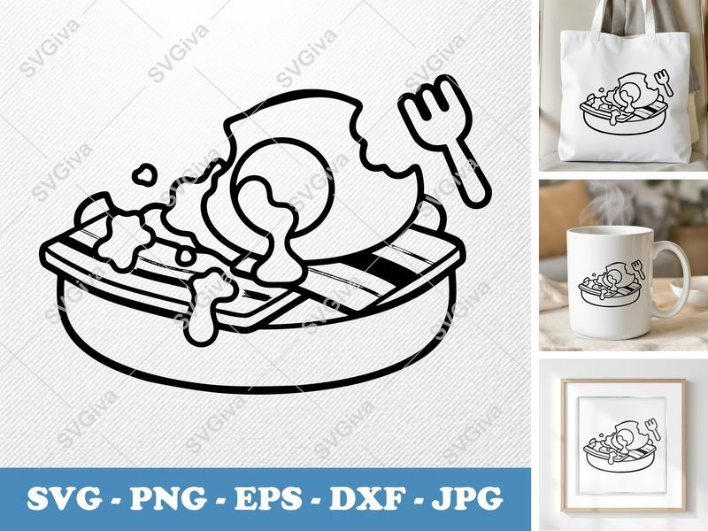 Eggs Benedict SVG | Modern Clean Breakfast Food, Fork, Poached Egg, Hollaise | PNG EPS DXF for Cricut Silhouette