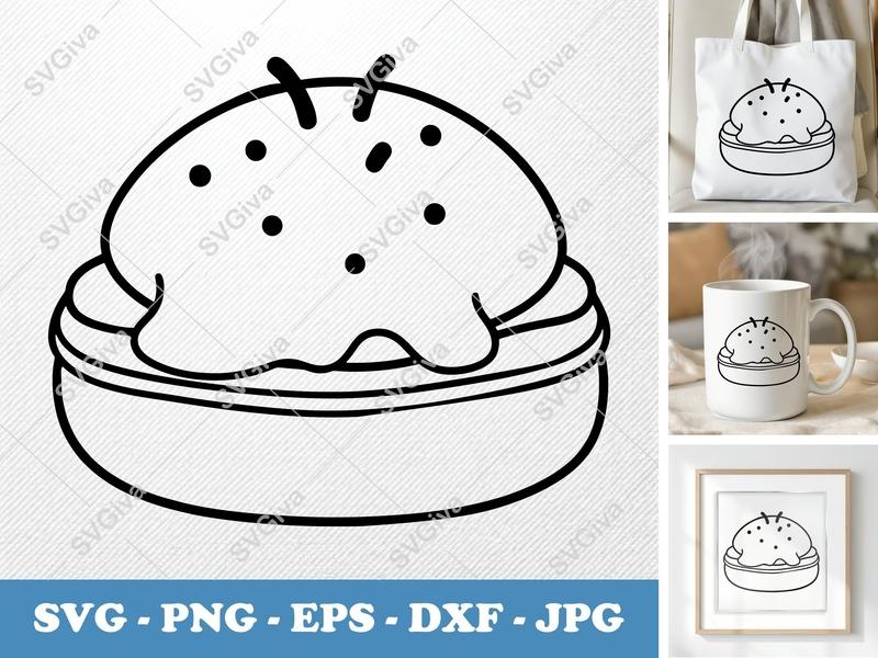 Eggs Benedict with Garnish SVG | Puffy Soft Forms | PNG DXF EPS | Cricut Silhouette Kitchen Foodie