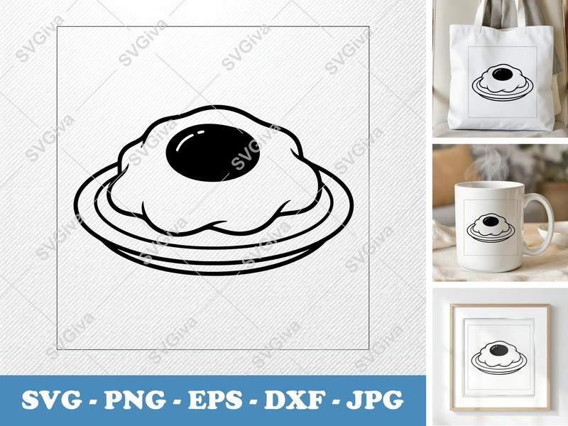 Eggs on a Plate SVG | Puffy Soft Cartoon Style | Cricut Silhouette | PNG DXF EPS | Kitchen Food Vector