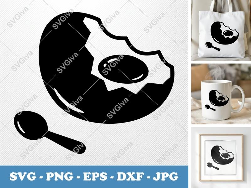 Eggs Partially Eaten SVG PNG DXF EPS | Breakfast Food Cut File Cricut Silhouette