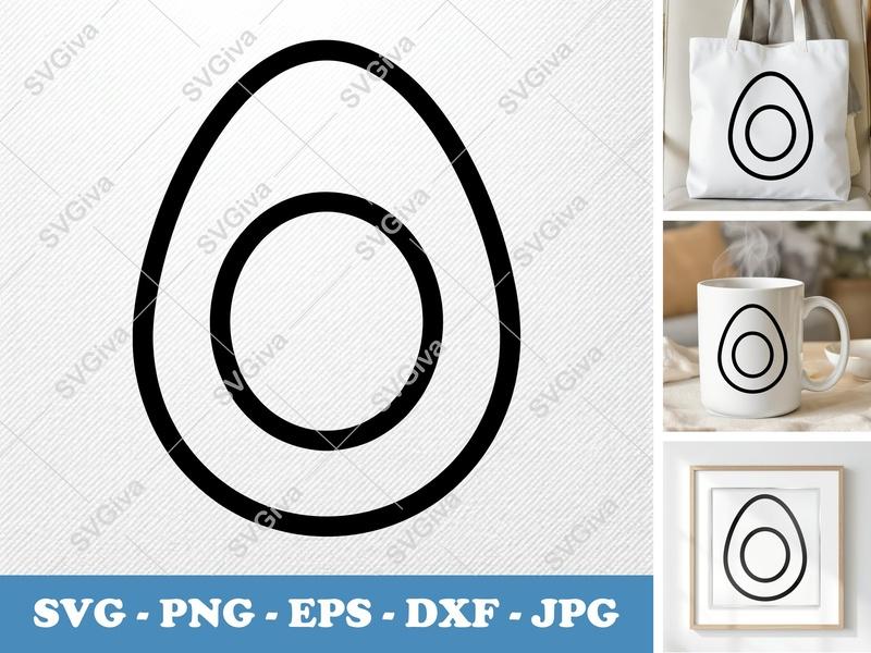 Eggs SVG Modern Line Art | Hard Boiled Egg Design | PNG EPS DXF | Cricut Silhouette Cut File | Simple Food Outline
