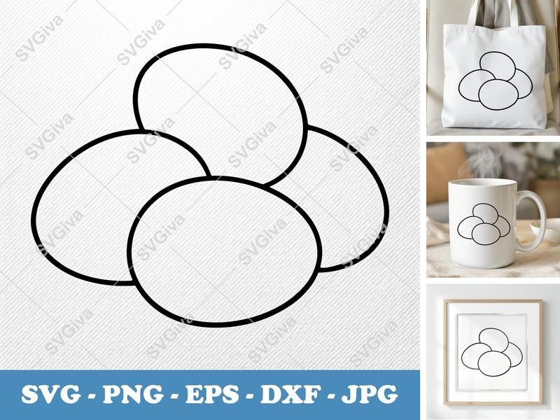Eggs SVG Modern Outline Clipart | Farmhouse Kitchen PNG EPS DXF | Cricut Silhouette Cut File Vector Art