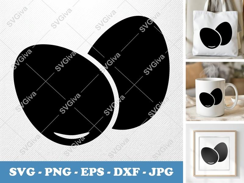 Eggs SVG | Soft Puffy Egg Shapes PNG DXF EPS Cricut Silhouette File | Kitchen Food Vector Cut
