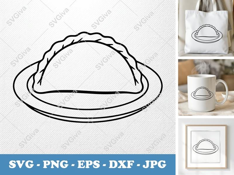 Empanada on a plate SVG | Puffy Soft Shapes | PNG DXF EPS | Cricut Silhouette File