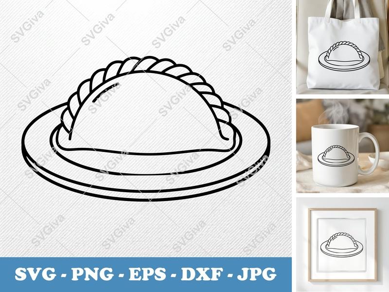 Empanada on a Plate SVG | Rounded Body, Friendly Bean-Shaped Forms | PNG DXF EPS | Cricut Silhouette File