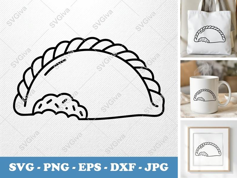 Empanada Partially Eaten SVG, Friendly Bean-Shaped Design, PNG DXF EPS, Cricut Silhouette Cut File