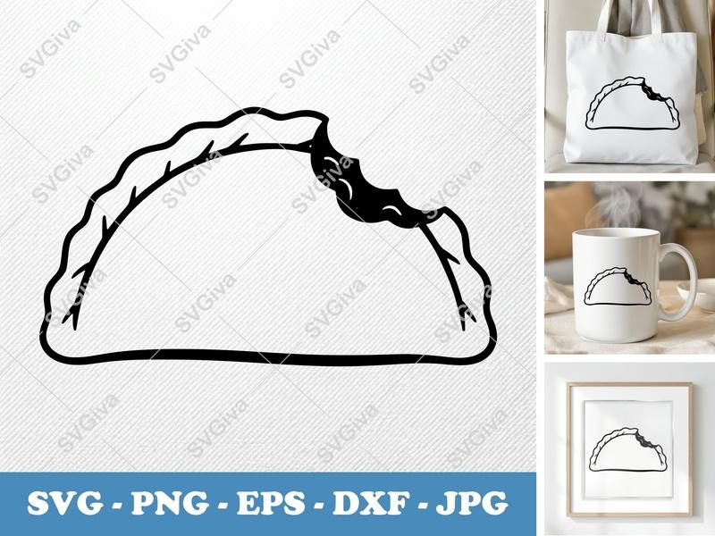 Empanada partially eaten SVG | Puffy Soft Shapes | Inflated Pillow-Soft Design | PNG DXF EPS | Cricut Silhouette Cut File