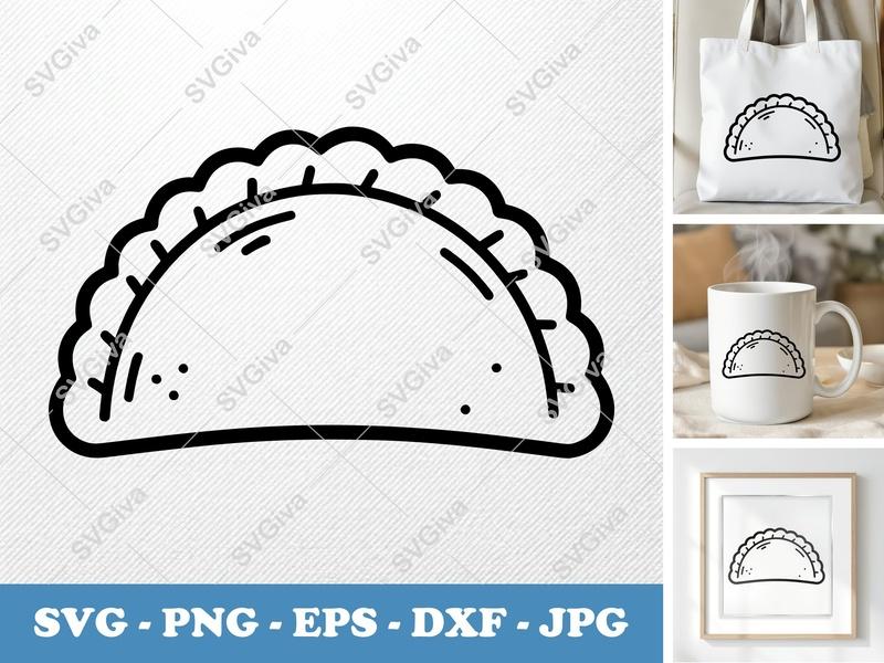 Empanada SVG | Double-Outline Minimalist Design | PNG DXF EPS | Cricut Silhouette Cut File