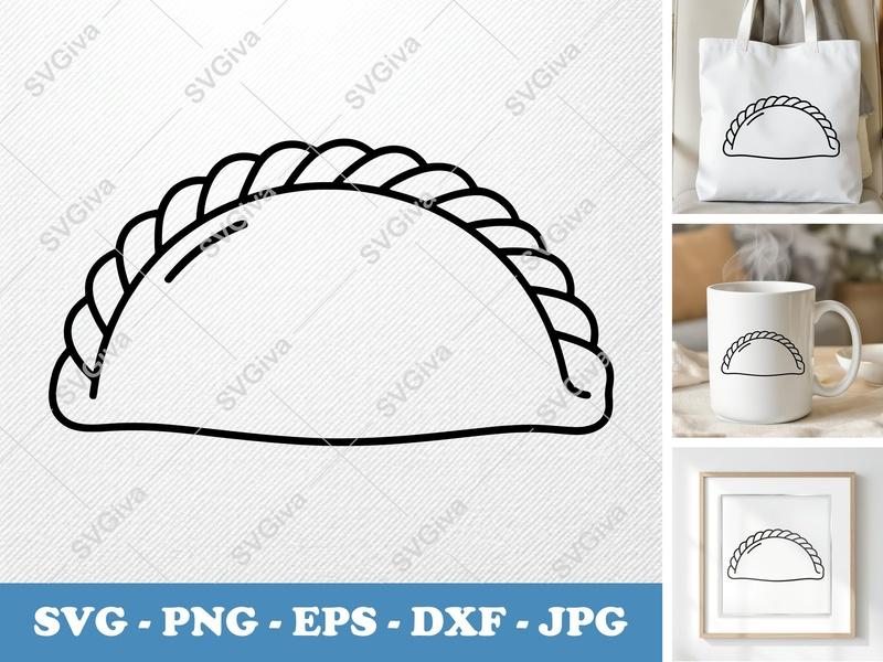 Empanada SVG, Friendly Rounded Body Bean-Shaped Design | PNG DXF EPS | Cricut Silhouette File