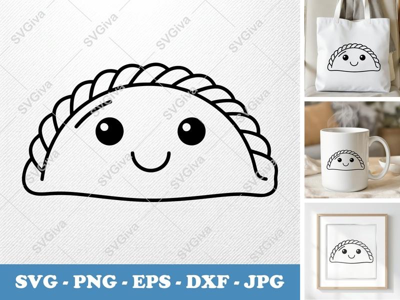 Empanada with Smiling Face SVG | Friendly Bean-Shaped Design | PNG DXF EPS | Cricut Silhouette File