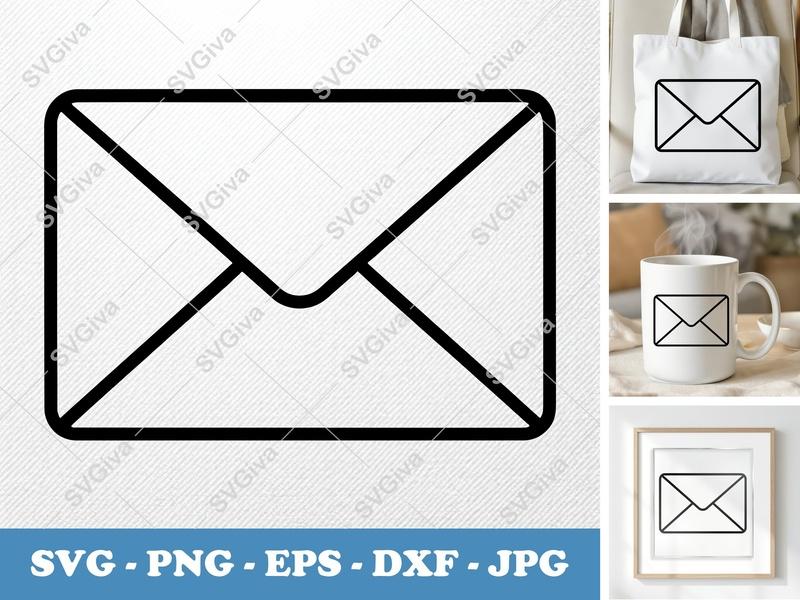 Envelope classic svg icon | Double Outline Mail Icon SVG, PNG, EPS, DXF | Cut File for Cricut, Silhouette