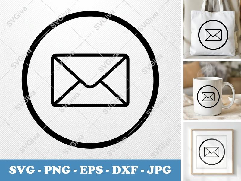 Envelope SVG | Email Icon PNG, EPS, DXF | Clean Modern Design for Cricut, Silhouette | Message Symbol Cut File