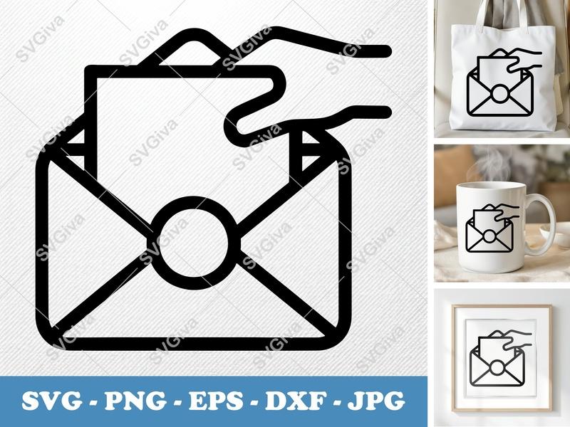 Envelope SVG | Hand Holding Letter Clipart, Modern Mail Icon PNG EPS DXF for Cricut & Silhouette