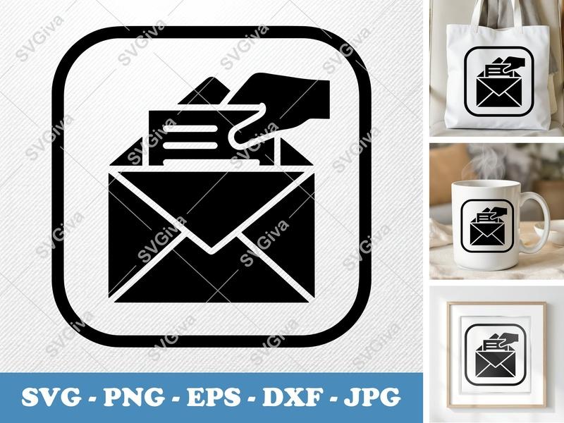 Envelope SVG | Hand & Letter Mail Icon | PNG EPS DXF for Cricut, Silhouette | Modern Communication Cut File