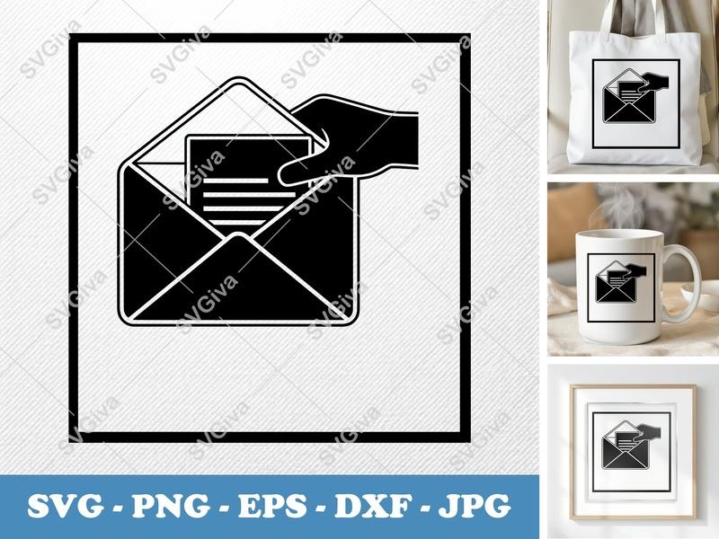 Envelope SVG | Hand Mail Letter Modern Clean Design | PNG EPS DXF for Cricut Silhouette