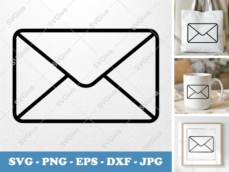 Envelope SVG | Modern Clean Mail Icon | PNG EPS DXF for Cricut, Silhouette, Digital Art