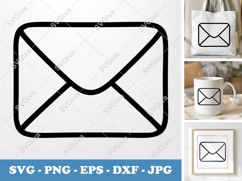 Envelope SVG | Modern Mail Icon | Letter Symbol | PNG EPS DXF for Cricut & Silhouette, Digital Download, Message Clipart