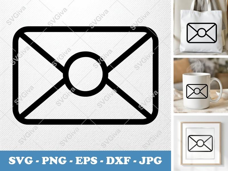 Envelope SVG | Modern Mail Icon | PNG EPS DXF for Cricut, Silhouette | Minimalist Message Clipart