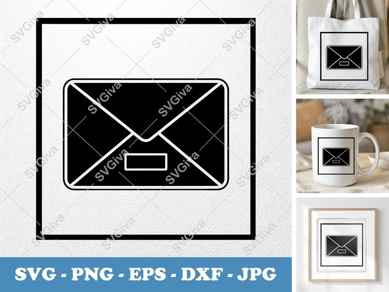Envelope SVG | Modern Mail Icon, Postal Clipart | PNG EPS DXF for Cricut, Silhouette, Digital Download