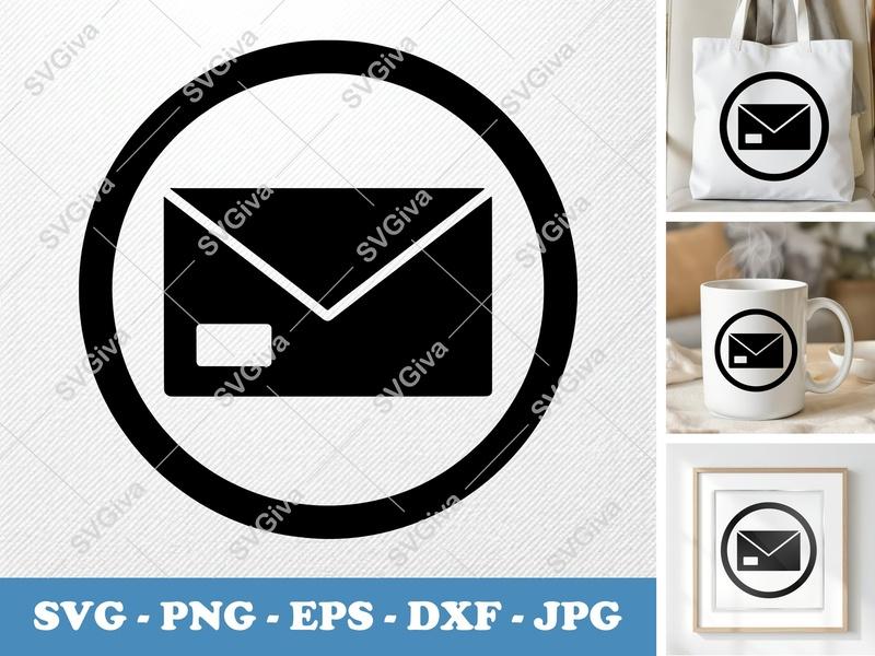 Envelope SVG | Modern Mail Icon, Postal Symbol, Email Clipart | PNG EPS DXF for Cricut & Silhouette