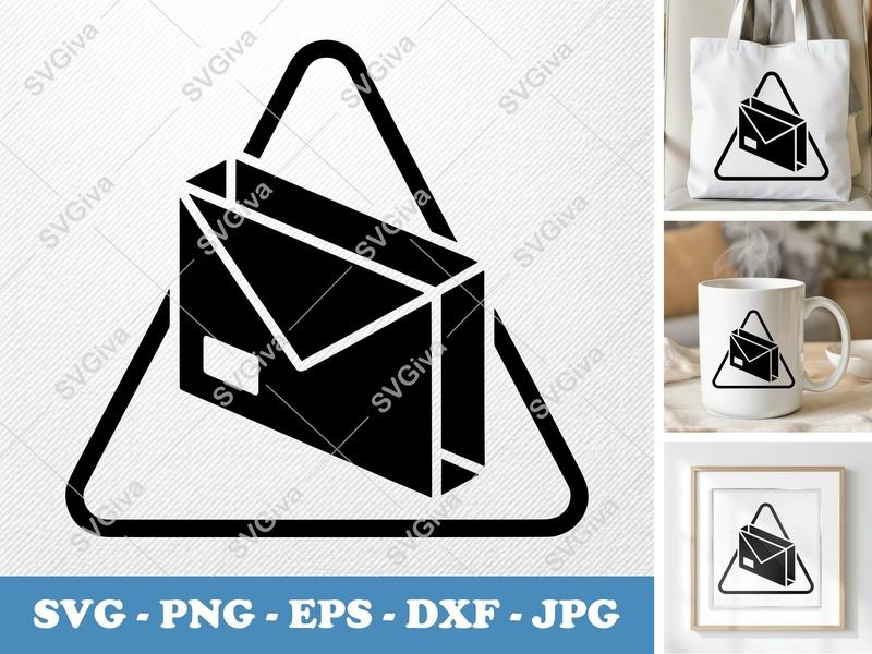 Envelope SVG | Modern Mail Icon, Triangle Frame | PNG EPS DXF for Cricut, Silhouette | Business Clip Art