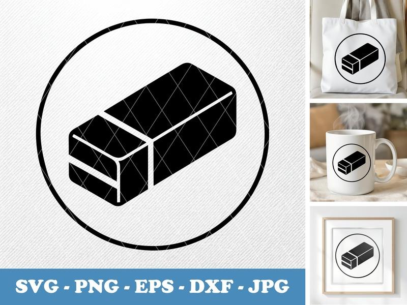 Eraser classic svg icon | Minimalist Stationery Cut File, Outline Frame | SVG PNG EPS DXF for Cricut Silhouette
