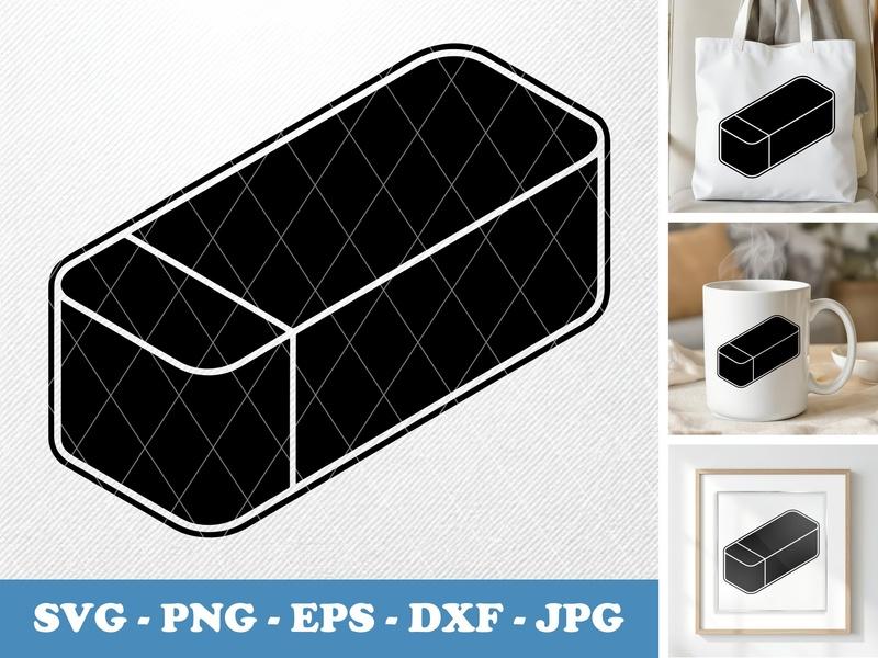 Eraser classic svg icon | Solid Black Fill, White Contour Line | SVG PNG EPS DXF for Cricut Silhouette